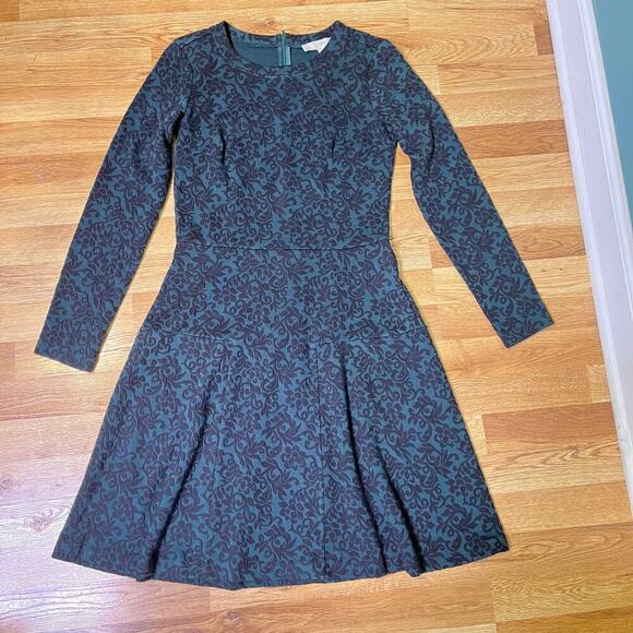 LOFT Jacquard Fit & Flare Dress 2T dark academia whimsigoth witchy mobwife - Picture 9 of 15